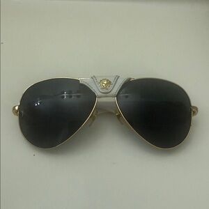 Versace Aviator Sunglasses with White Bridge and Gold Trim
